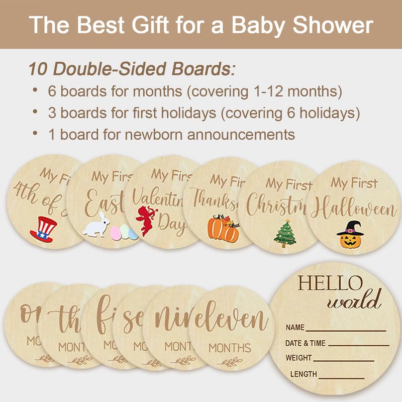cephira Baby Monthly Milestone Cards - My First Holiday Milestone | Baby Announcement Sign & Celebration Board | Hello World Sign | Milestone Photo Cards | Perfect Newborn Gift & Keepsake - Image 5